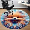1pc Pomeranian Art Carpet for Office Non-Slip, Round Carpet, Soft & Comfortable, Carpet for Office, Lightweight Round Floor Mat