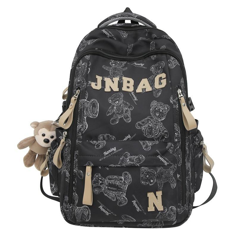 Wind bear schoolbag female junior high school student large capacity backpack college student cool light backpack