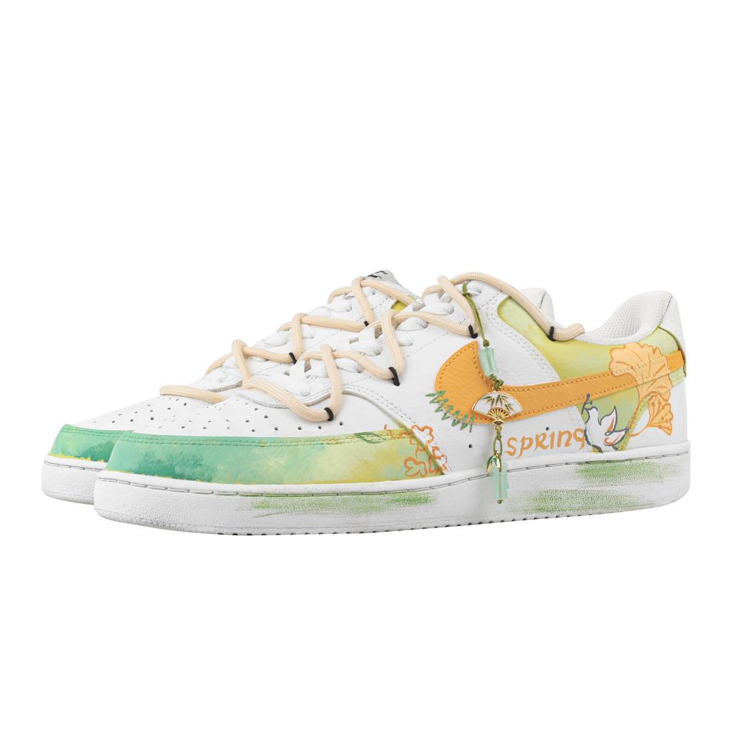 Nike Court Vision 1 Youthful Vigor, Heart Box Abrasion Resistant Low Top Skateboard Shoes Men's Yellow White DH2987-101(Team529--)