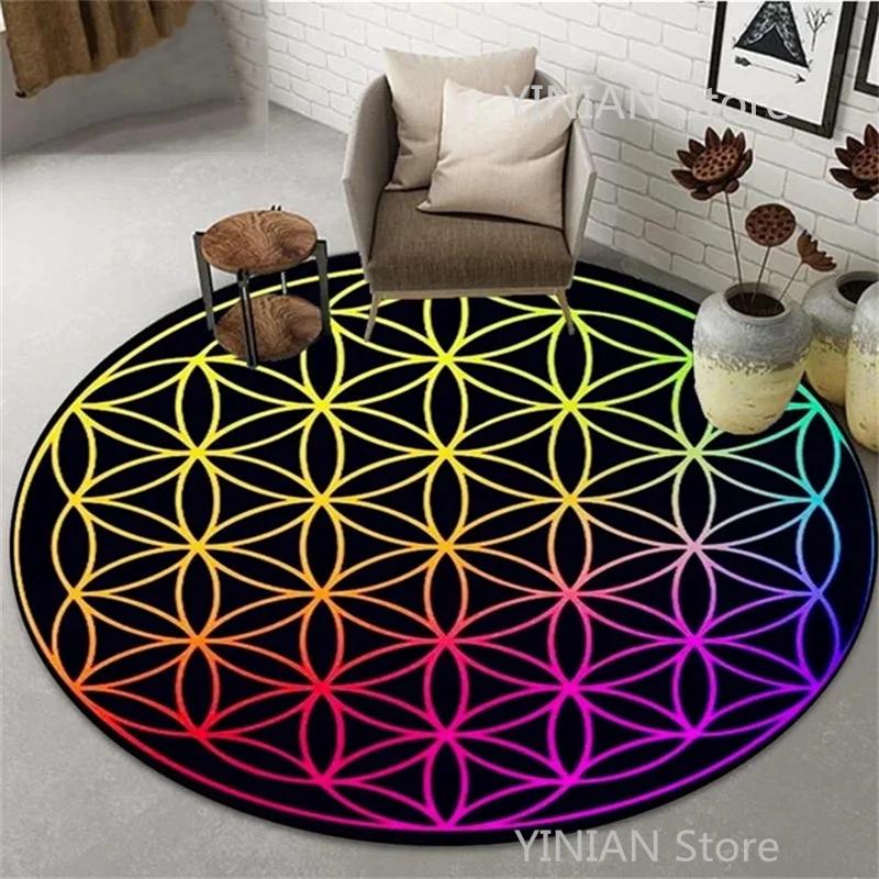 Geometry Round Carpet Cushion Living Room Bedroom Floor Mat Doormat Sofa Computer Chair Area Rug Dropshipping Wholesale