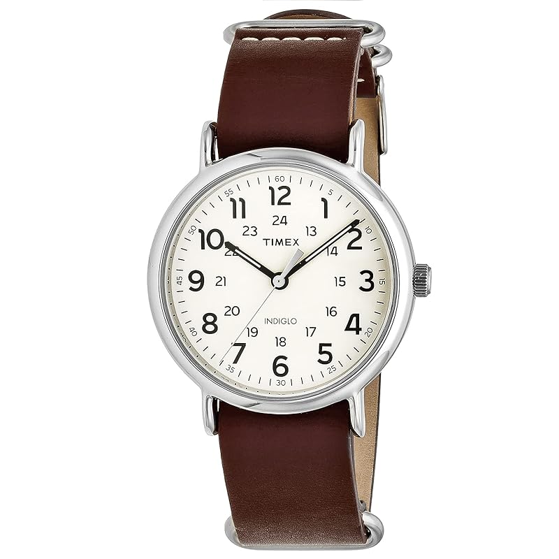Мужские кварцевые часы TIMEX Weekender с латунным корпусом и ремешком из телячьей кожи, T2P495 [Оригинал]