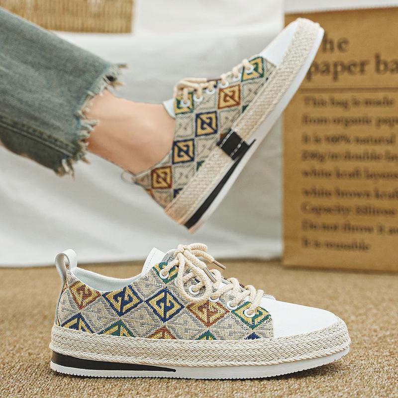 Linen canvas shoes men Korean casual shoes men's slip-on lazy shoes Fashion linen shoes breathable board shoes