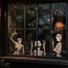 4 szt. Naklejki Okienne na Halloween Do Dekoracji Pokoju Szkielety Nietoperze Pajęczyny Naklejki Statyczne Łatwe do Przyklejenia Bez Kleju