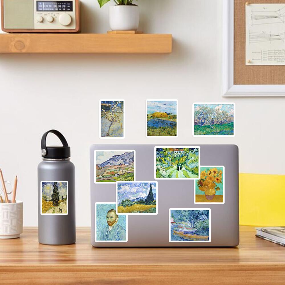 Van Gogh Paintings Artwork Stickers Landscape Self-Portrait Decal for Laptop Phone Scrapbook Luggage Decorative Cups Waterproof