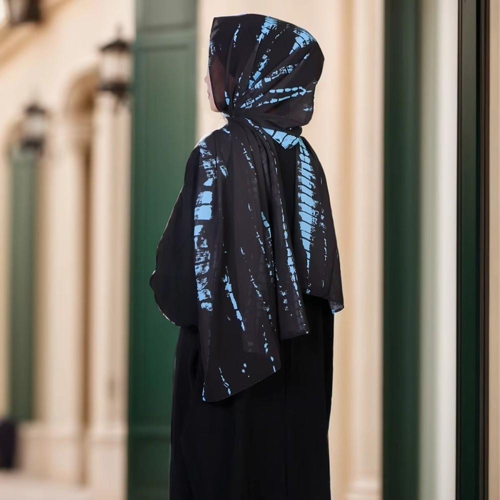 Breathable Watercolor Painting Scarf Ethnic Headscarf Fashion Tie-dyed Scarf Daily