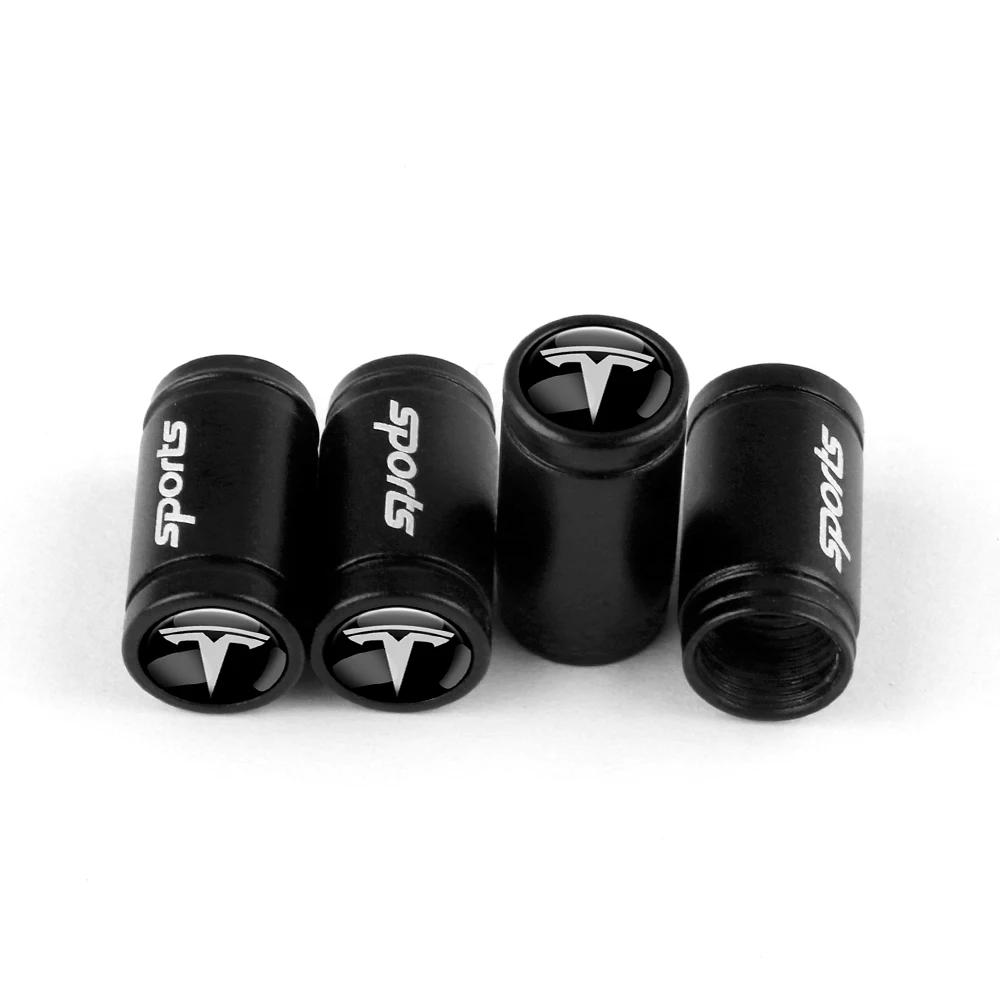 

Car Sticker Tesla 4Pcs Aluminum Badge Car Wheel Tire Valve Stem Caps Cover For Tesla Model 3 Y S X Roadster Juguete SpaceX Cyber