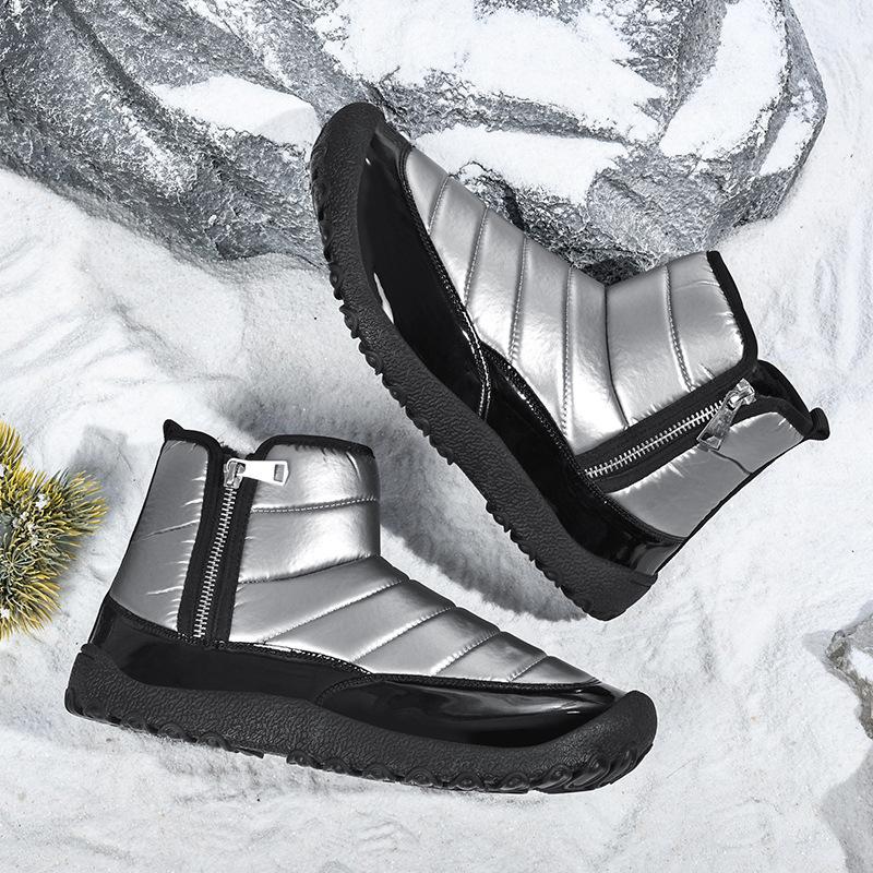 New down cloth waterproof snow boots warm short boots thickened and down winter cotton shoes non-slip shoes