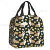 Coffee Welsh Corgi Dog Resuable Lunch Boxes Women Waterproof Cooler Thermal Food Insulated Lunch Bag Kids School Children