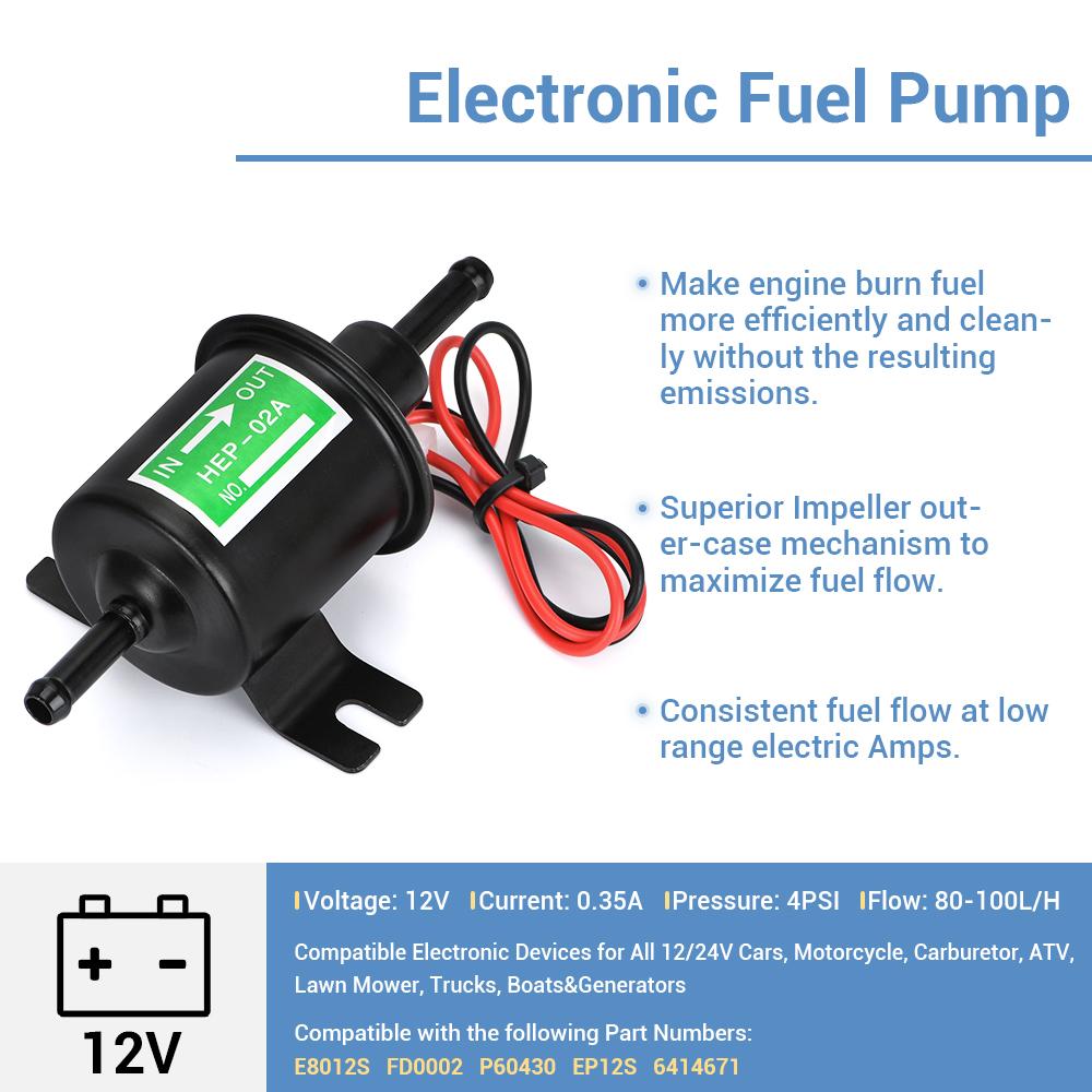 High Quality Low Pressure Universal Diesel Petrol Gasoline Electric Fuel Pump HEP-02A 12V 24V For Car Motorcycle