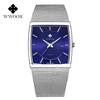 WWOOR Top Brand Men's Watches Business Luxury Square Men Quartz Clock Waterproof Date Stainless Steel Ultrathin Watch For Men