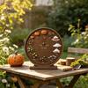 Forniture per Rituali Accoglienti a Casa Decorazione Calendario Mensile Stagionale in Legno, Orologio Stagionale Perpetuo Rotondo in Stile Rustico, Regalo per Amanti dell'Autunno Zucca Quattro