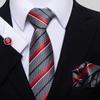 Men's 8cm Solid & Polka Dot Plaid Tie Set with Cufflinks & Pocket Square