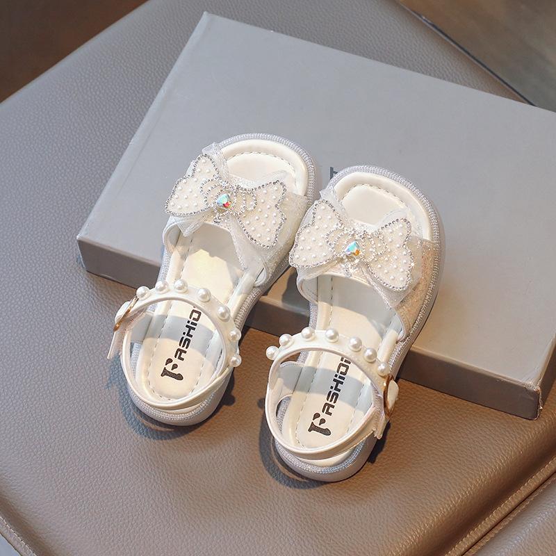 

Обувь для девочек, детские сандалии принцессы для маленьких девочек, больших детей, с мягкой подошвой в иностранном стиле и кристаллами 36 белый