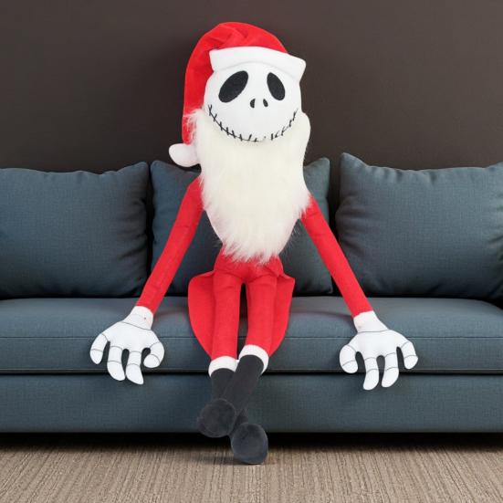 Halloween Ornament Super Soft Plush Skull Santa Design Spooky Halloween Ornament Short Plush Doll Bookshelf Car Decor