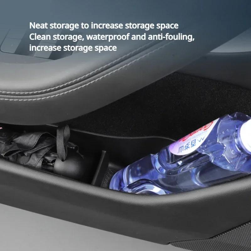 For Tesla Model 3 Highland 2025 Car Door Side Storage Box Front Rear Side TPE Door Storage Organizer Tray Interior Accessories
