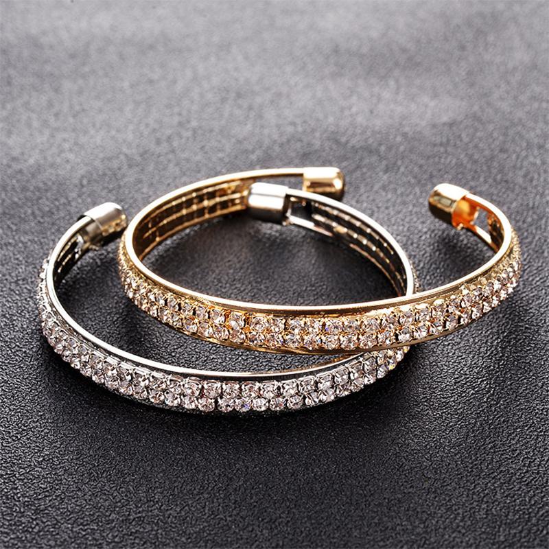 Steel Fun Jewelry Shiny Rhinestone Cuff Bracelets Bangles For Women Fashion Charm Bracelet Accessories Crystal Bracelet Gifts