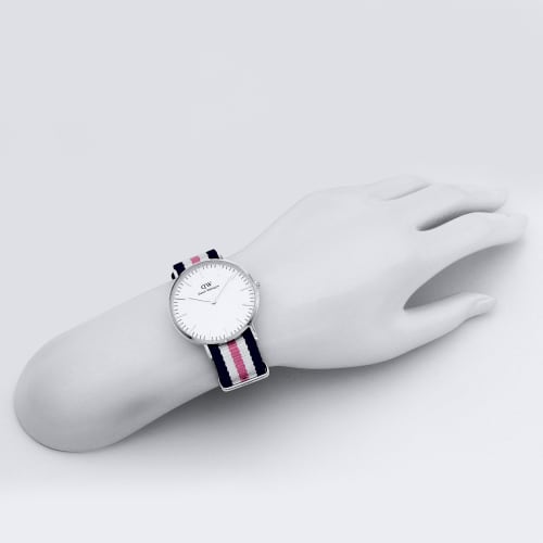 Daniel Wellington Classic Southampton Watch, White Dial, Nylon Strap, DW00100050