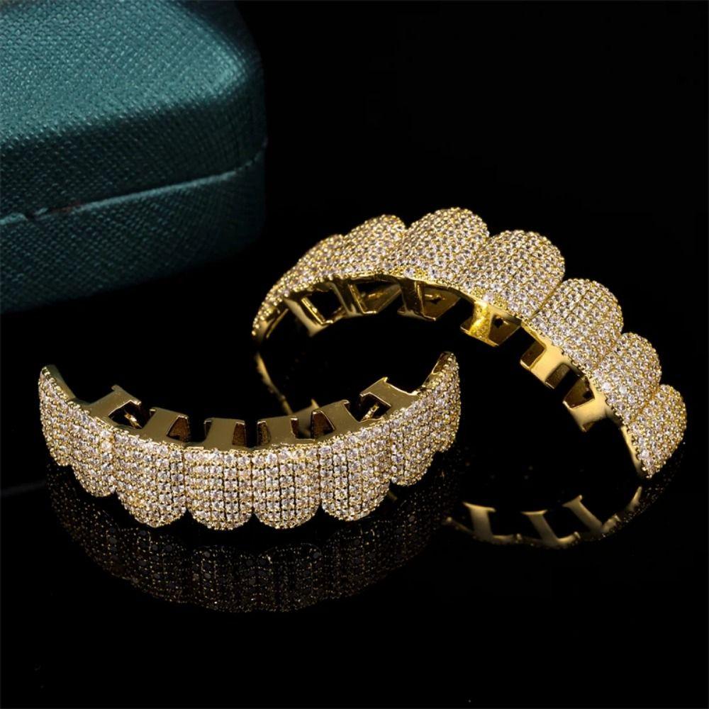 Hip Hop Hiphop Teeth Grillz Top & Bottom Set Charm Teeth Grillz Teeth Grillz Set Dental Crown