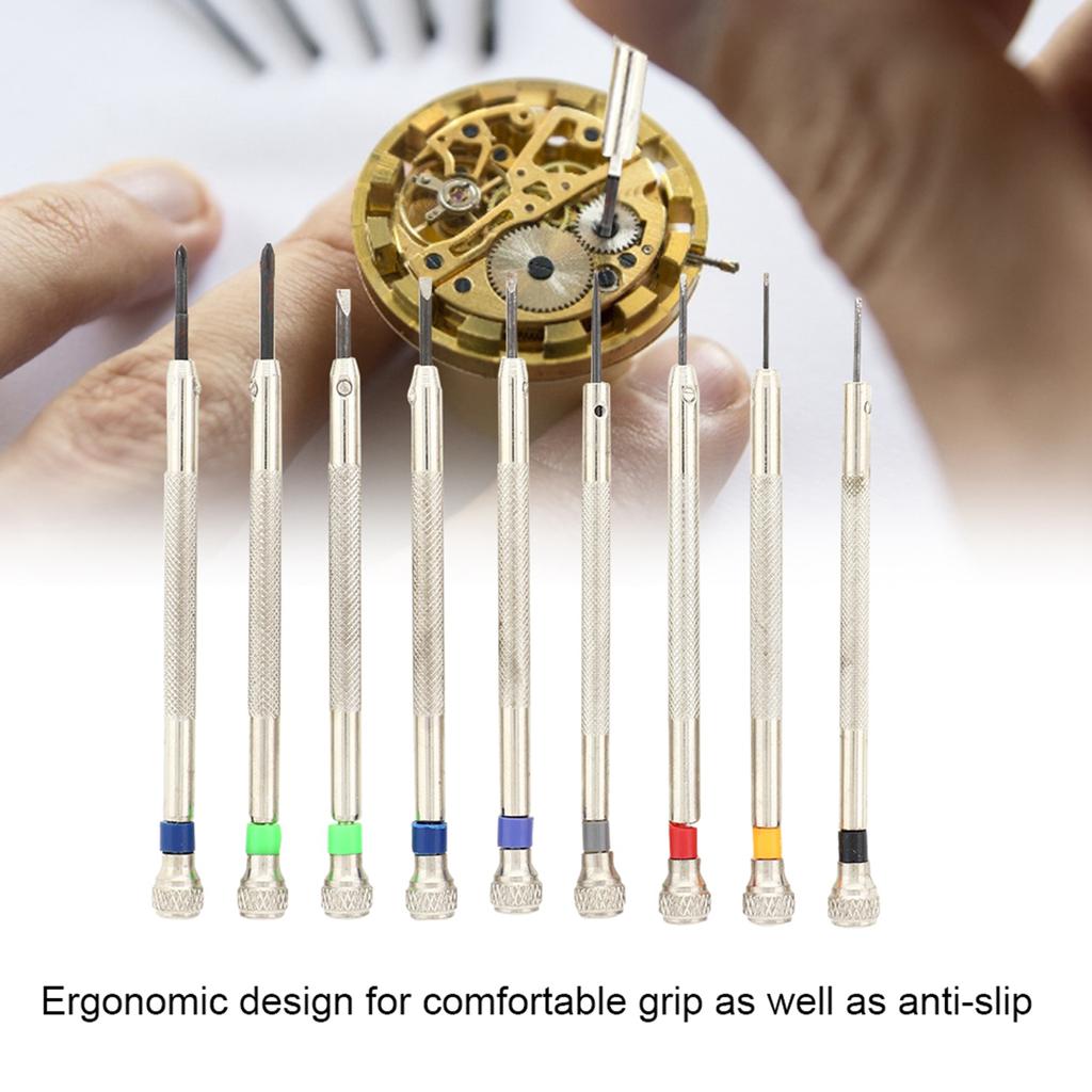 9Pcs 0.8mm‑2.0mm Watch Screwdriver Kit Tools for Watch Repairing