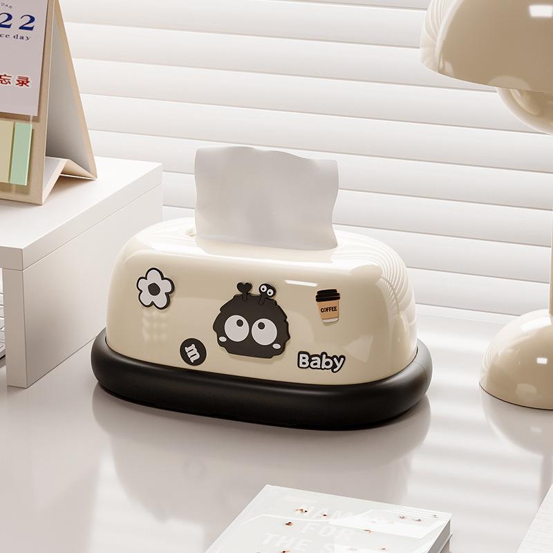Tissue Box Paper Drawing Box Spring Cute Living Room Paper Box Household Creative Storage Box Napkin Paper Box Desktop Plastic