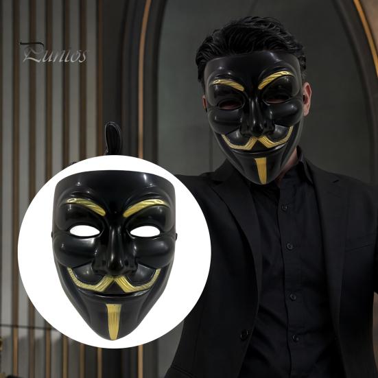 Unique Halloween Accessory Man Face Mask, Adjustable Elastic Strap Costume Full Stylish Festival Mask Anonymous Guy for Hip Hop Dance Parties Cosplay