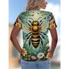 Large size women's 2026 new 3D printed V-neck short sleeved T-shirt, comfortable, loose and versatile casual top