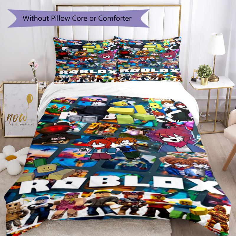 Ensemble de literie Roblox Housse de couette respirante avec taies d'oreiller Linge de lit décoratif pour chambre à coucher Décoration de maison Cadeau d'anniversaire