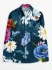 Men's Fashion Printed Shirt Floral Print Fashion Print Men's Casual Button- Long Sleeve Shirt, Spring-Summer-Autumn
