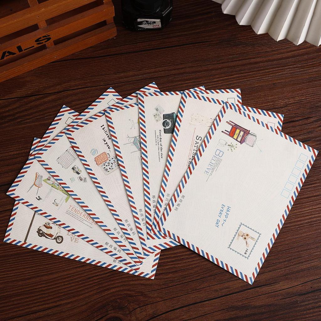 Korean Retro Aviation Style Envelope Letter Paper Set: Cute, Long Postcard Envelopes for Mailing