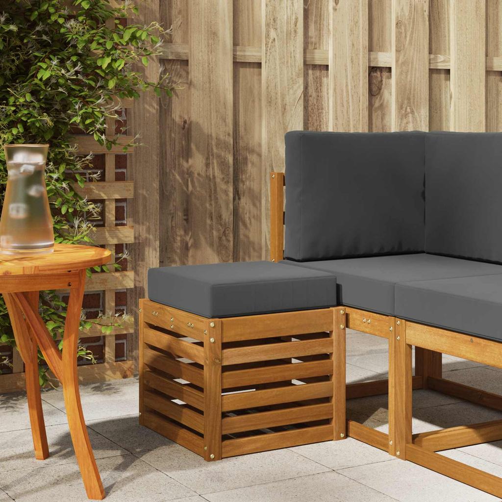 2 Piece Stool Bench In Natural and Anthracite Solid Acacia Wood