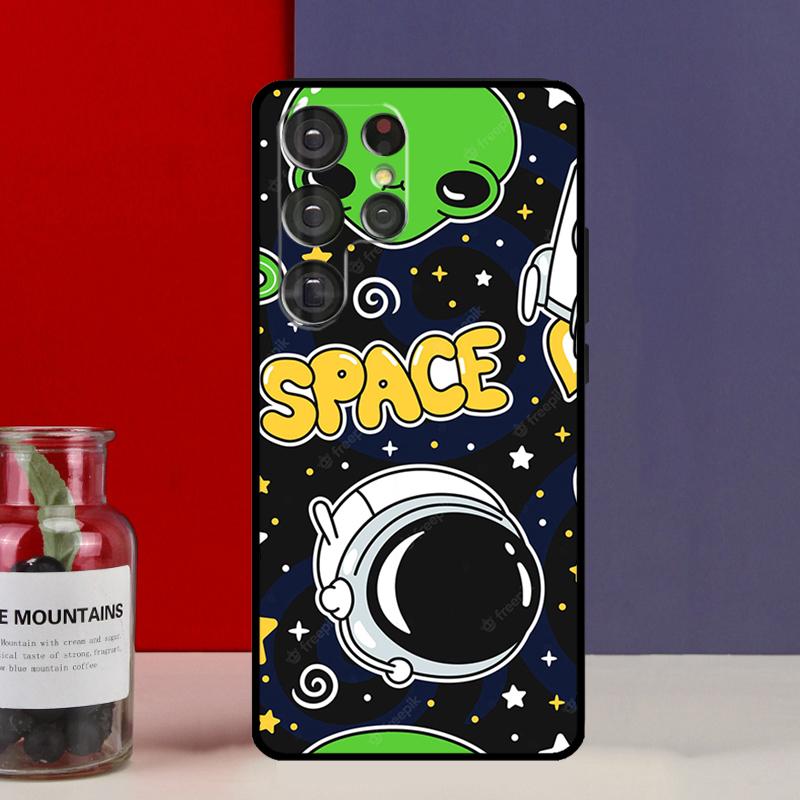 Aesthetics Cute Cartoon Alien Funda Case For Samsung Galaxy S25 Ultra S9 S10 S20 S21 FE S22 S23 Plus S24 Ultra Phone Cover
