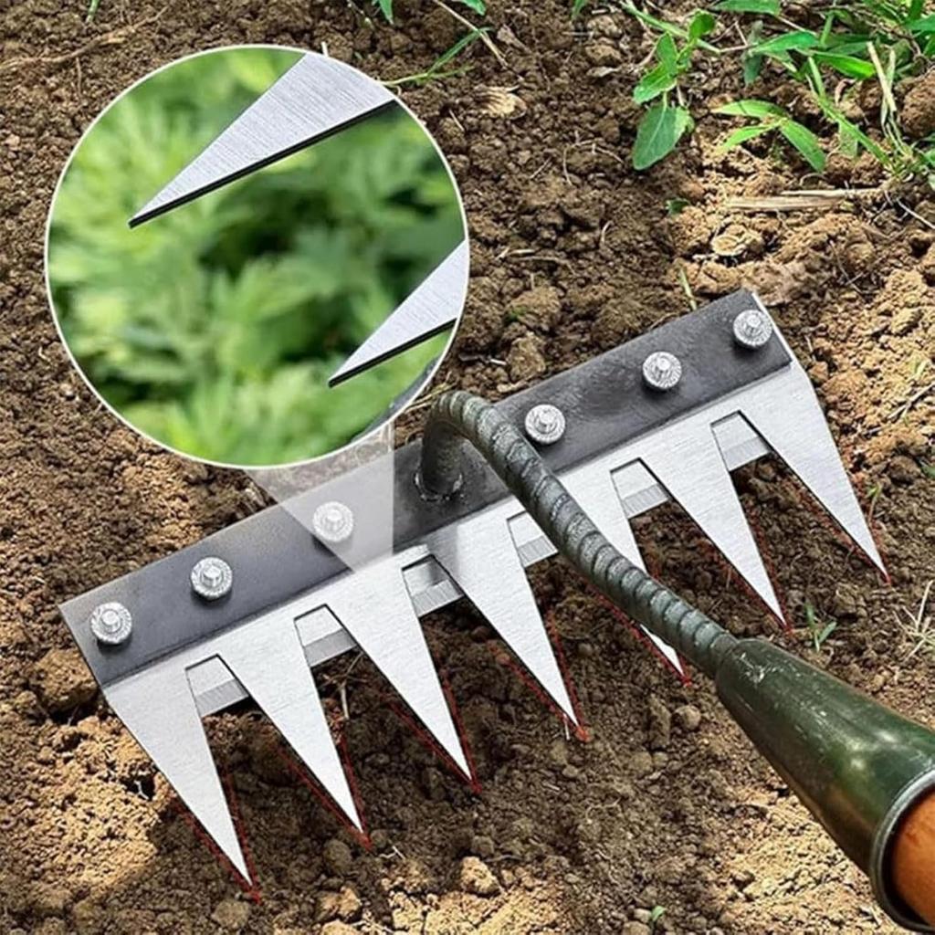 5/6/7/8 Teeth Metal Rake Garden Manual Aerators Tool Farming Iron Weed Weeders for Gardening and Weeding  Agriculture Hand Tools