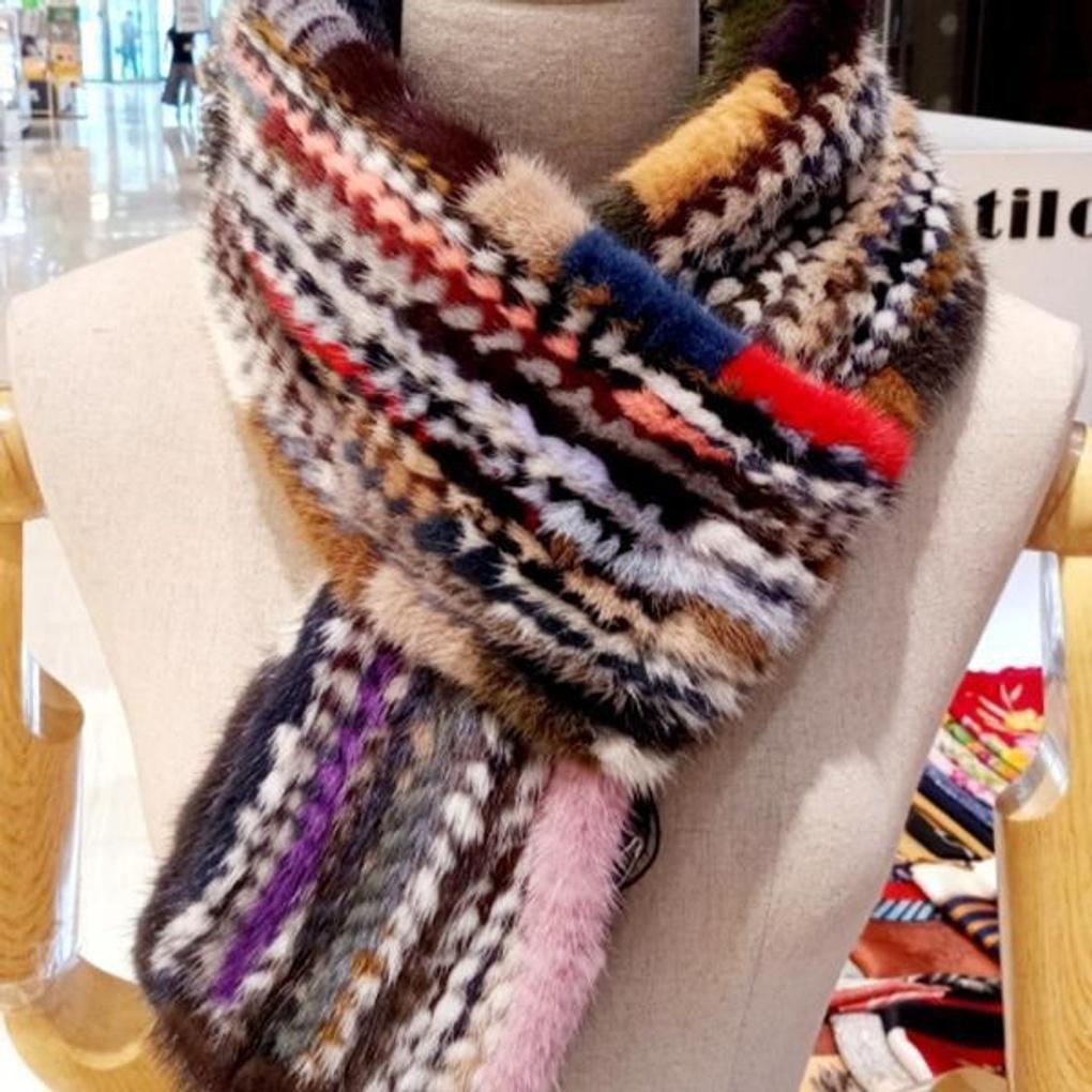 Shirring Skin Multi Mink Muffler E20F1FF107