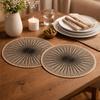 4PCS Bohemia Round  Burlap Macrame Placemats Ray Pattern Dinnerware Mat Jute Tableware Mat  Hotel