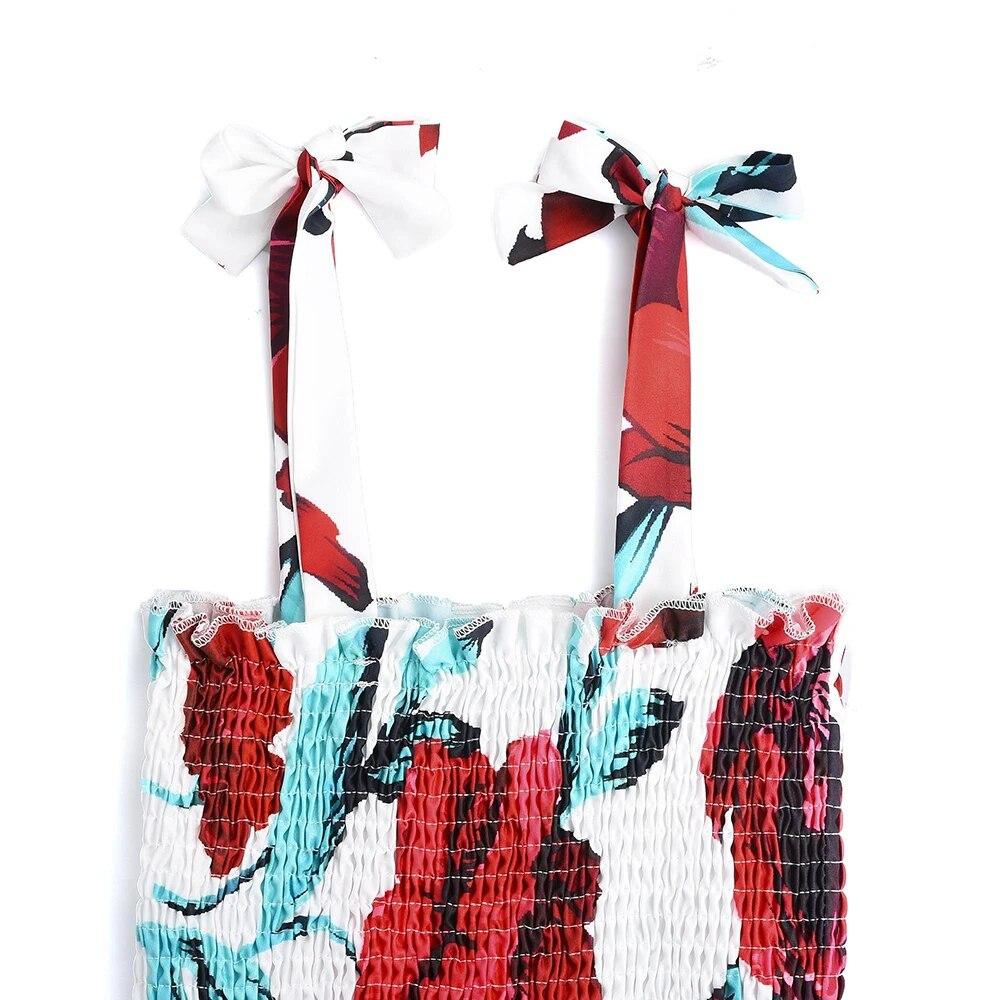 Floral Engen Leibchen Kleid Für Frauen 2024 Frühling Sommer Strand Weibliche Kleidung Sexy Club Mini Rock Vestidos Beiläufige Kurze Kleid