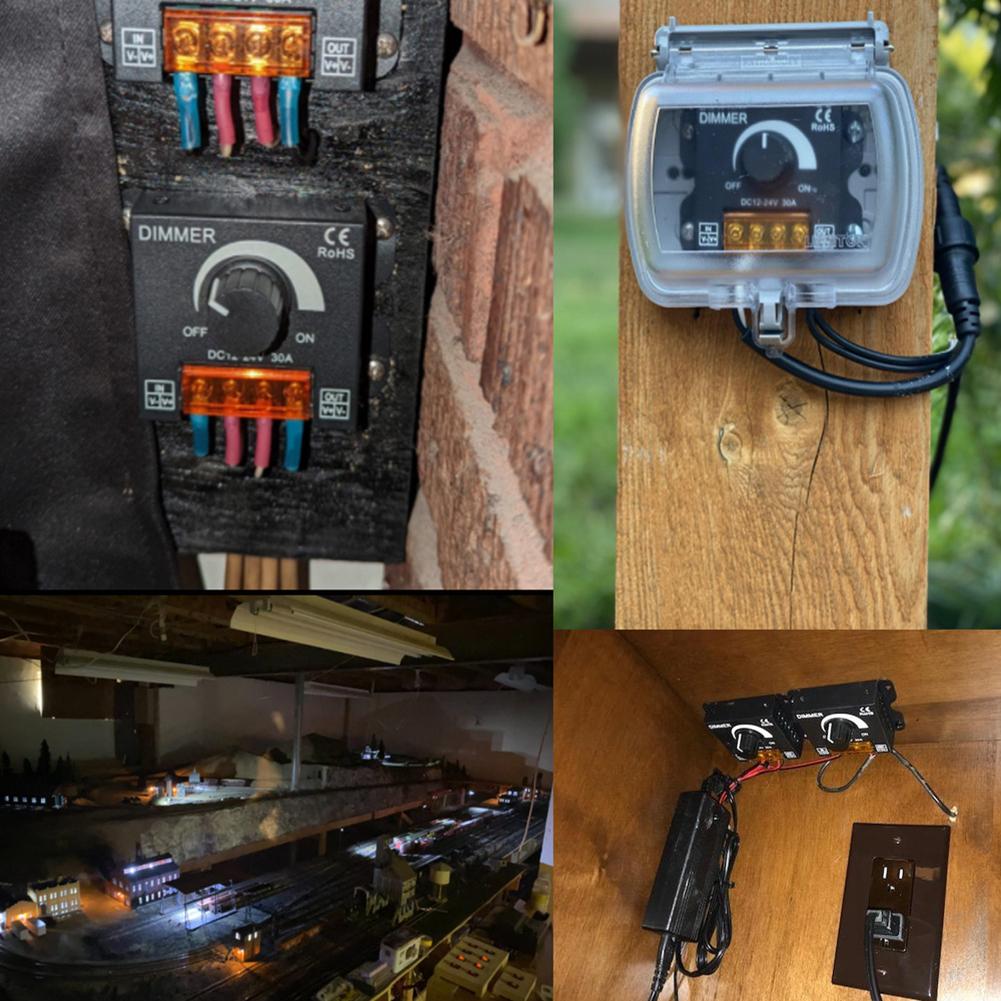 DC 12V 24V LED Dimmer Switch 30A 360W Voltage Regulator Adjustable Controller For LED Strip Light Lamp LED PWM Dimming Dimmers