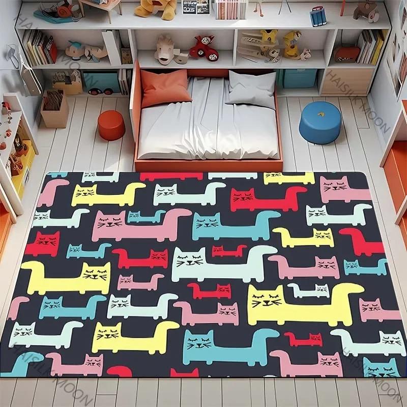Cartoon Cat Carpet Mat Rug Home Decoration Modern Educational Play Mat Kids Room Floor Mat Living Room Decoration Bedroom Decor