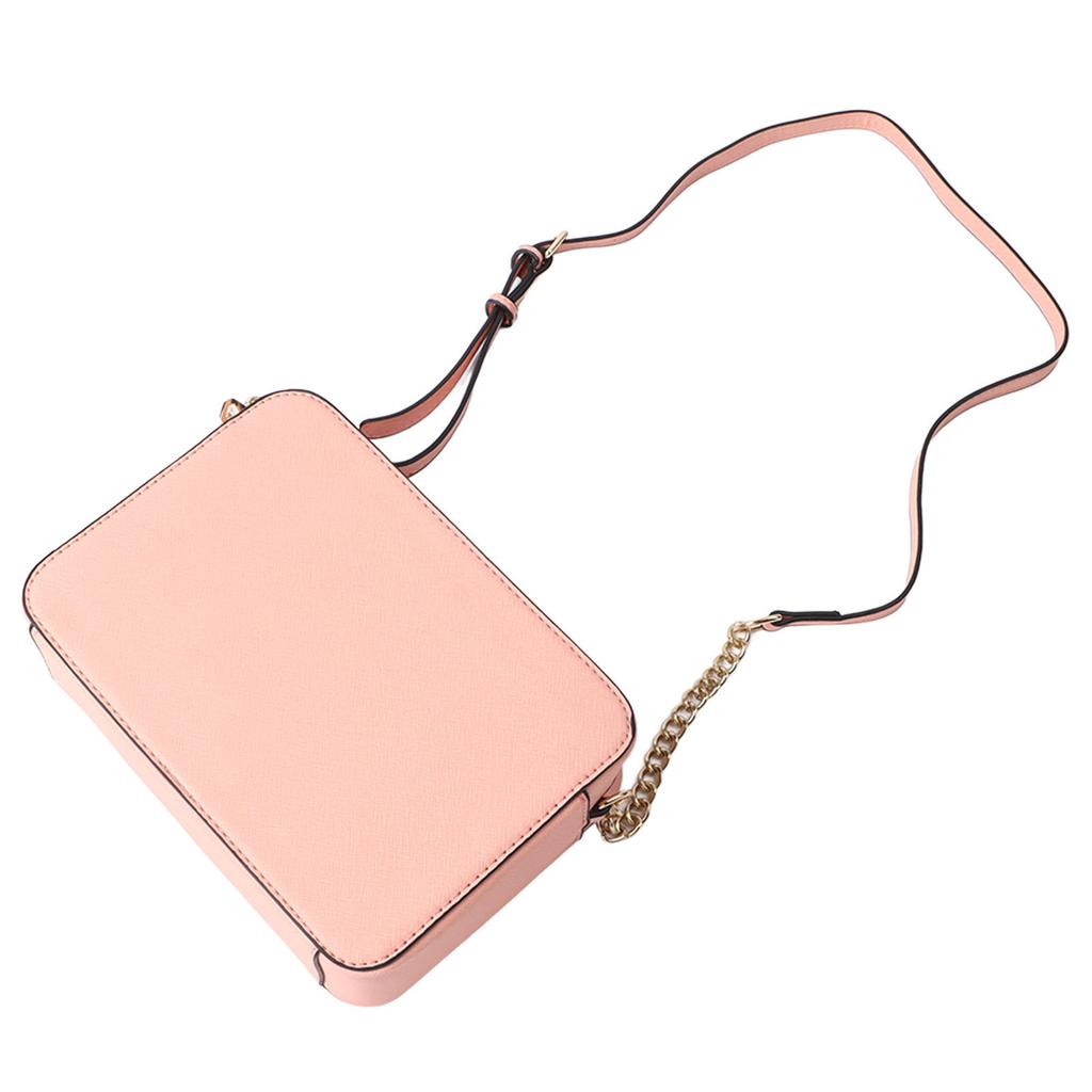 Women Chain Shoulder Bag Adjustable Large Capacity Zipper Vintage PU Shoulder Bag Pink Free Size