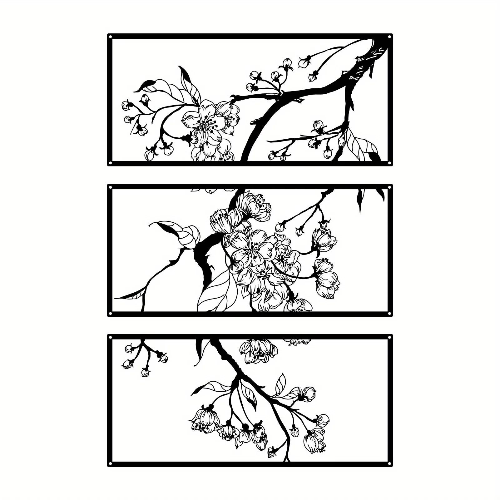 Настенный декор из 3-х металлических цветов персика - квадратное искусство для офиса — фото 7