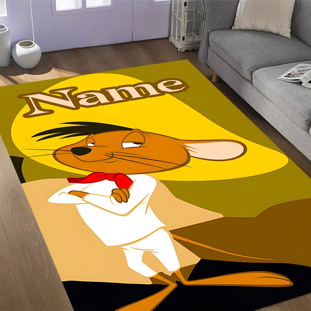Looney Unique Rod. Personalized Text Floor Rug Office Rug Design for Entryway Dining Room Decorate room Hallway Anti-slip Rug Anime Office Decor