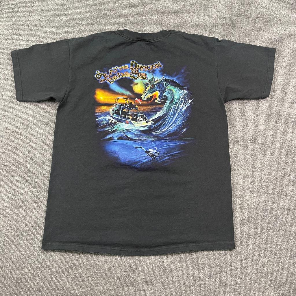 Vintage 2002 Amphibious-Outfitters Sea Dragon Shirt Large 21x27 Black