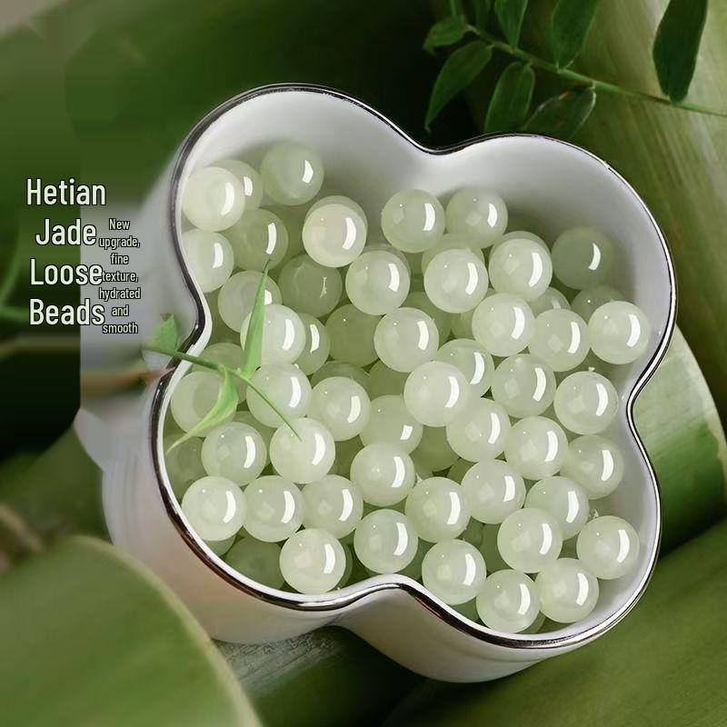 Hetian Chalcedony White Jade Beads for Handmade DIY Accessories 6mm