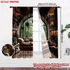 Set Of 2 Arch Window Forest View Curtains Flat Digital Printing Cozy Indoor Scene Sofa Pillows Plants Single Layer Decor Curtain Polyester