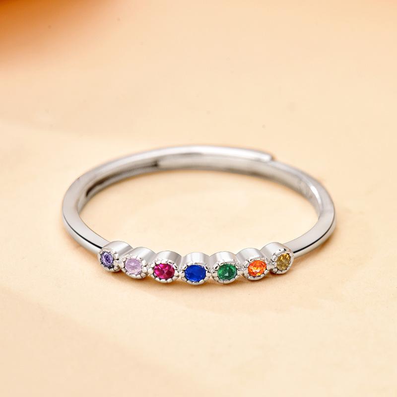 Colorful Zircon S925 Sterling Silver Women s Open Index Finger Ring - Japanese & Korean Light Luxury Jewelry Adjustable Open