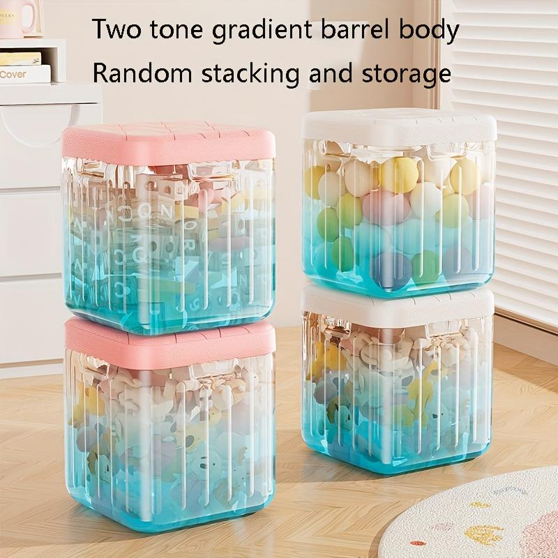 Transparent Square Storage Stool with Flip-Top Lid - Large Capacity Multi-Functional Organizer for Toys and Accessories