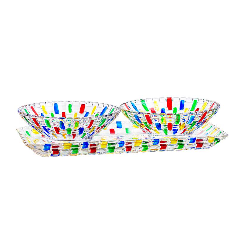 Flavinmci Crystal Glass Woven Fruit Plate Set