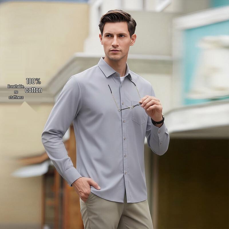 POLOMEISDO Men s Loose Pure Cotton Shirt XL серый