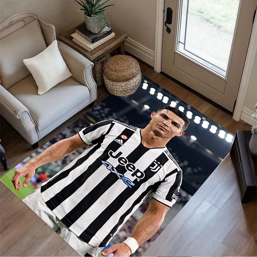 Portugal's Cristiano Ronaldo Area Rug Perfect for Playrooms Foyer Outdoor Decorate Room Antislip Carpet Office Home Decor Best for Christmas