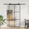 VidaXL Sliding Door Hardware Kit Black 102x205cm ESG Glass, Interior Door, Interior Barn Door, Door 3375846