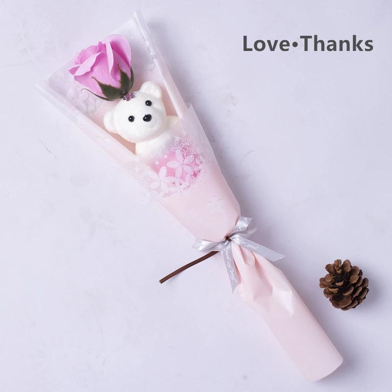 Bear Soap Flower Rose Bouquet Gift Set